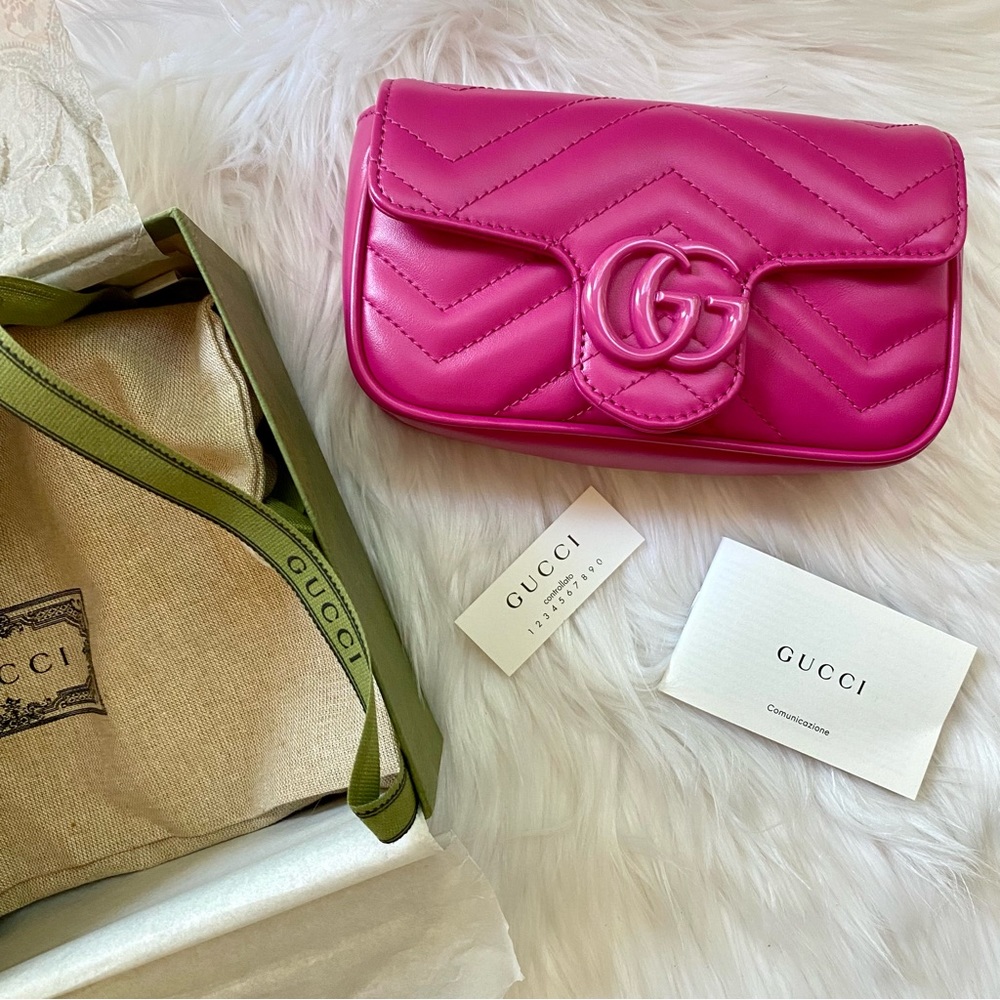 💖Limited edition!💖 GG MARMONT FUSHIA HOT PINK BELT BAG - size 95 - Picture 2 of 16